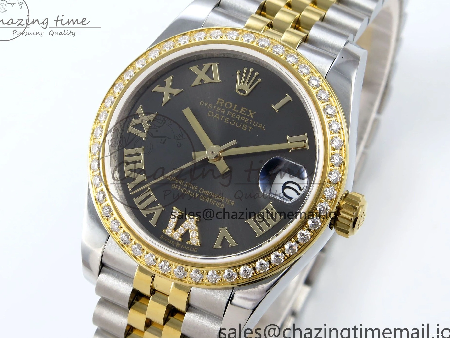 0513 Attractive DateJust 31 278383RBR JARF 1:1 Best Edition 904L Steel Gray Roman Diamonds Dial on SS YG Jubilee Bracelet HZ 880